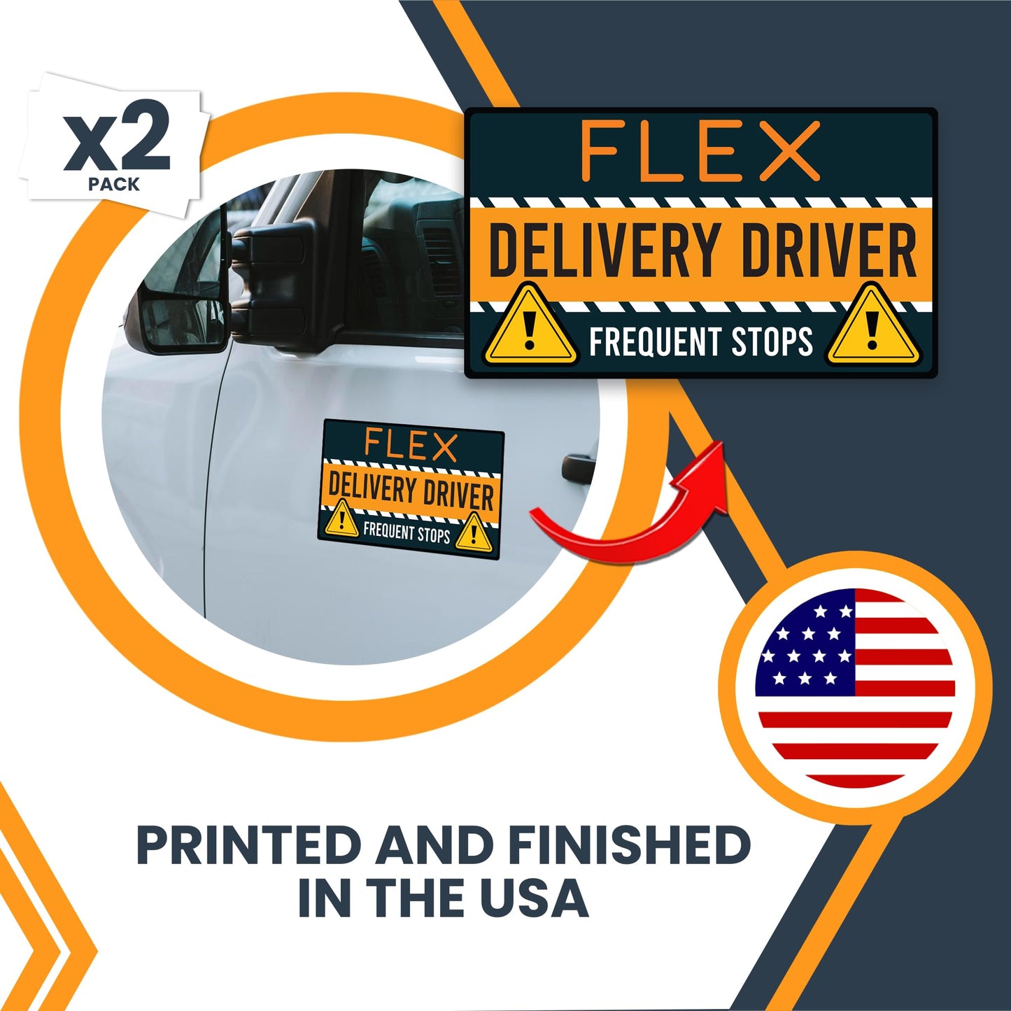 Magnet Me Up Flex Delivery Driver Automotive Magnet Decal, 2 Pack, 8x4.5 inches, Automotive Magnet for Car, Truck, SUV, Vehicle Safety Sign for Flex Delivery Driver, Crafted in USA