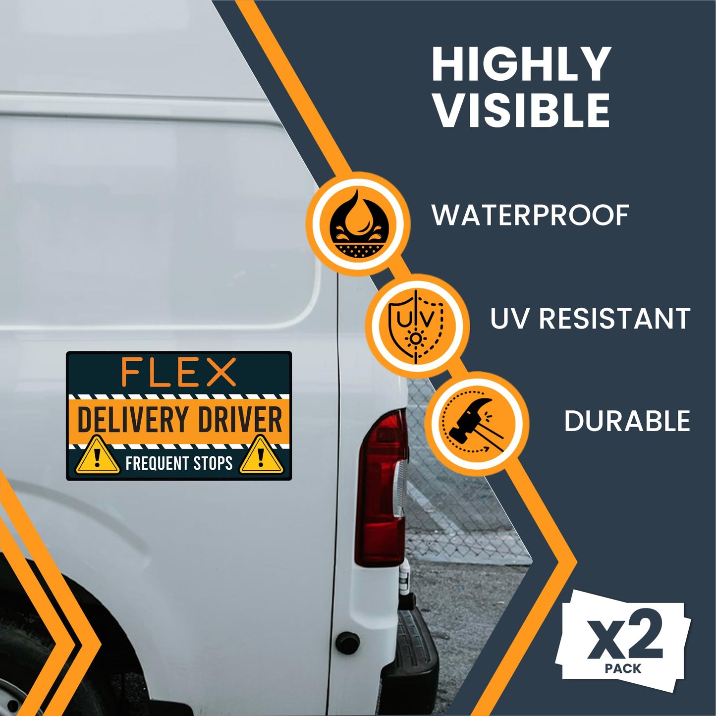 Magnet Me Up Flex Delivery Driver Automotive Magnet Decal, 2 Pack, 8x4.5 inches, Automotive Magnet for Car, Truck, SUV, Vehicle Safety Sign for Flex Delivery Driver, Crafted in USA