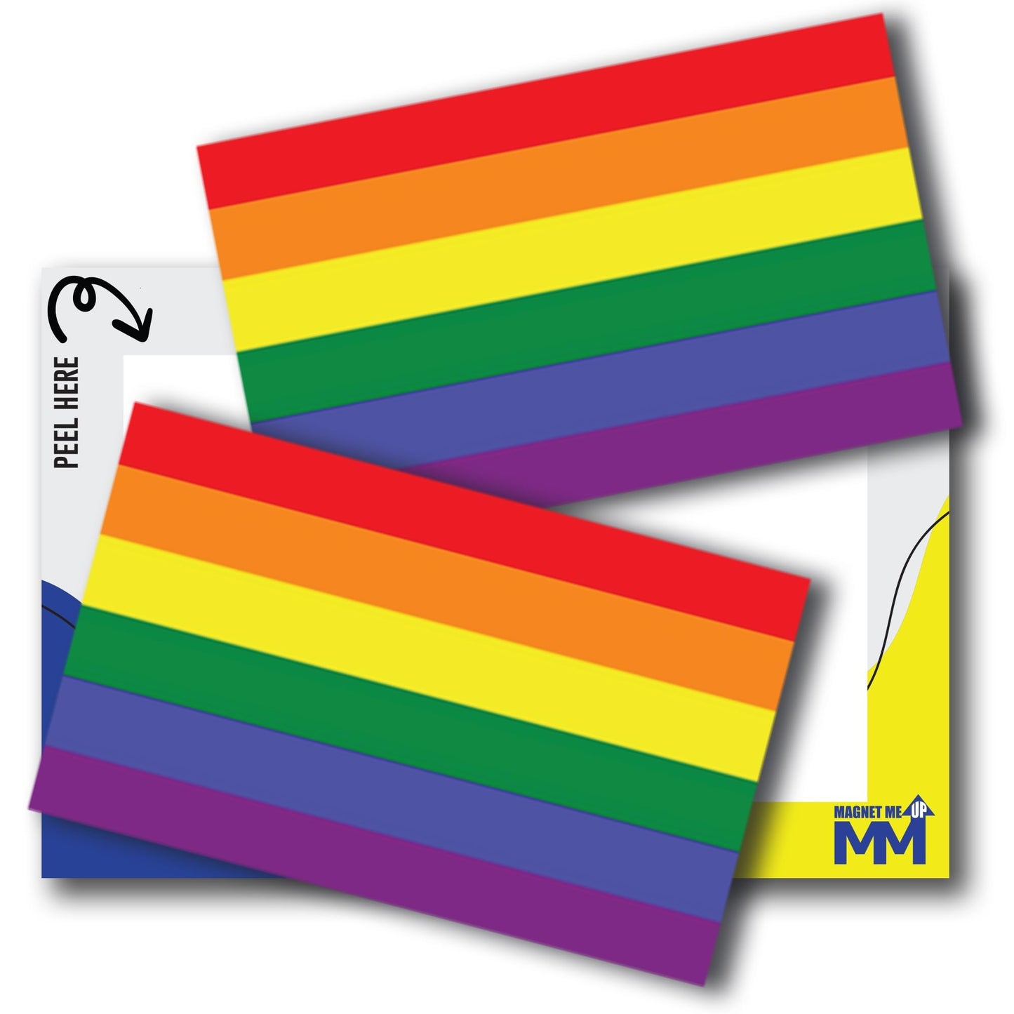 Magnet Me Up LGBTQ Rainbow Flag Adhesive Decal Sticker, 3x5 Inches, 2 Packs, Gay Pride Flag with Vibrant Colors, Waterproof, for Vehicles, Laptops, & More - Made in USA