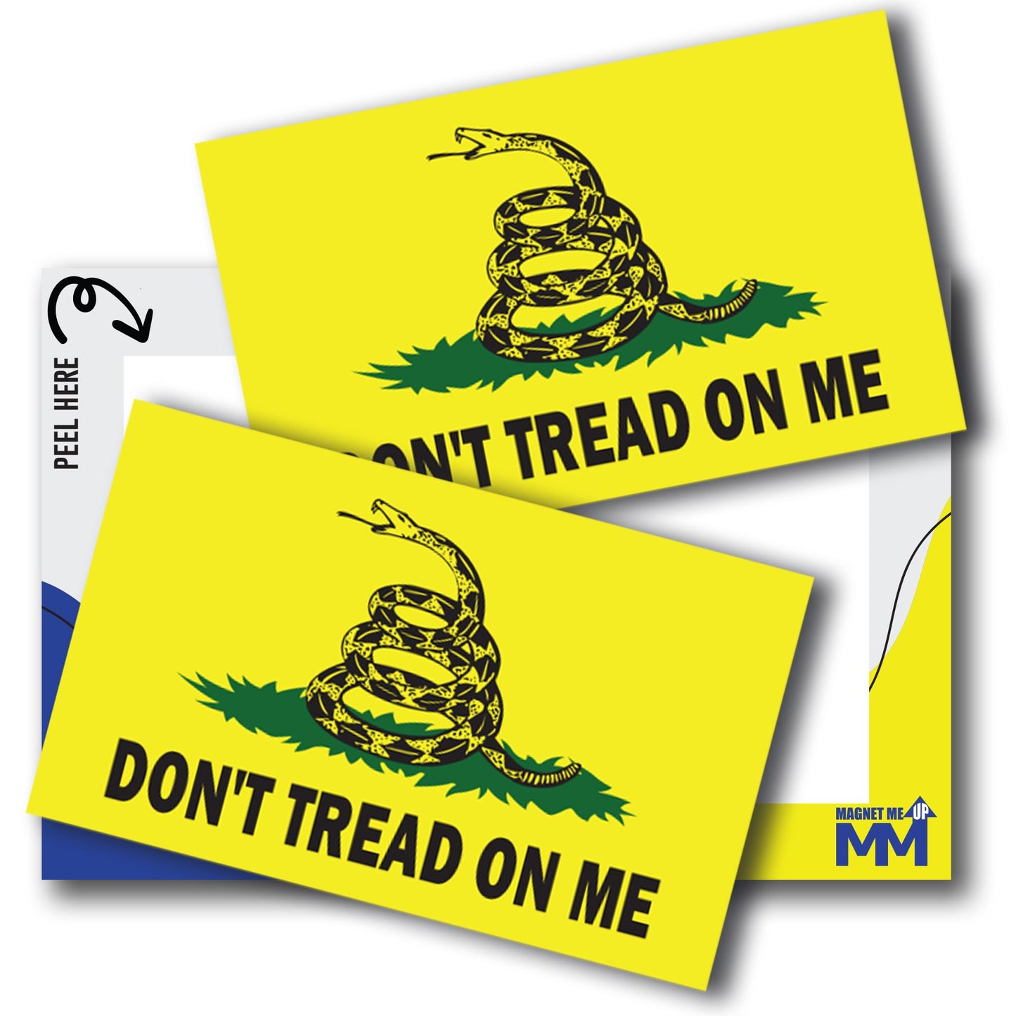 Magnet Me Up Don't Tread on Me Gadsden Flag Sticker Decal, 3x5 Inches, 2 Packs ? Waterproof, for Vehicles, Laptops, & More - Made in USA