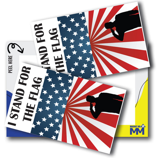 Magnet Me Up I Stand for The Flag Adhesive Decal Sticker, 3x5 Inches, 2 Packs, Red, White, Blue Patriotic Military Support Sticker, Waterproof, for Vehicles, Laptops, & More - Made in USA