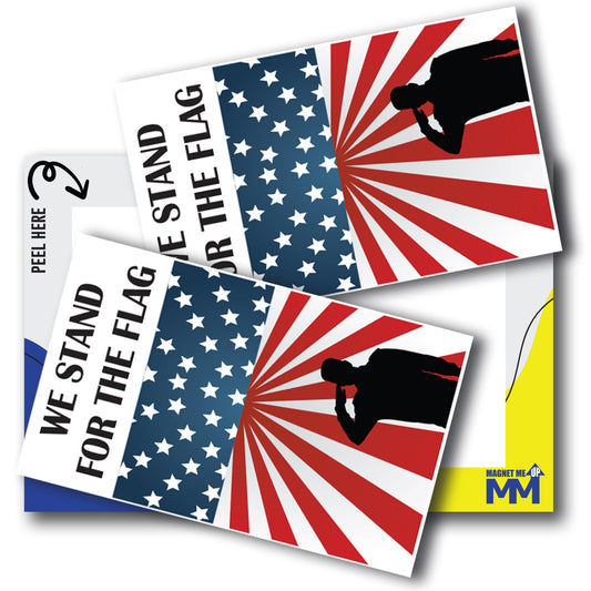 Magnet Me Up We Stand for The Flag Adhesive Decal Sticker, 3x5 Inches, 2 Packs, Red, White, Blue Patriotic Military Support Sticker, Waterproof, for Vehicles, Laptops, & More - Made in USA