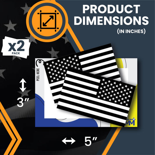 Magnet Me Up Black and White American Flag and Reversed Adhesive Decal Sticker, 3x5 Inches, 2 Packs, USA Flag, Patriotic Look, Waterproof, Bumper Stickers for Vehicles, Laptops, & More - Made in USA