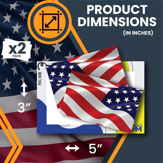 Magnet Me Up Waving American Flag and Reversed, Adhesive Decal Stickers, 3x5 Inches, 2 Pack, Red, White, Blue USA Flag Sticker, Waterproof, for Vehicles, Laptops, & More - Made in USA