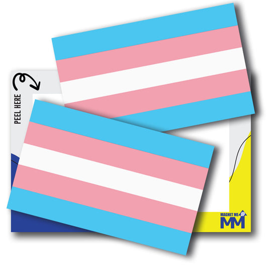 Magnet Me Up Transgender Pride Flag Bumper Sticker ? 3x5 Inch Adhesive Decal, 2 Pack, Pink Blue White LGBTQ, Waterproof Vinyl for Car, Truck, SUV, Laptop, LGBTQIA Support Decal, Made in USA