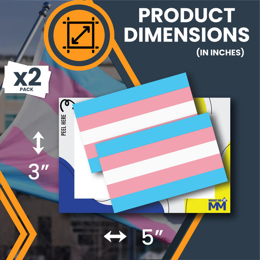 Magnet Me Up Transgender Pride Flag Bumper Sticker ? 3x5 Inch Adhesive Decal, 2 Pack, Pink Blue White LGBTQ, Waterproof Vinyl for Car, Truck, SUV, Laptop, LGBTQIA Support Decal, Made in USA