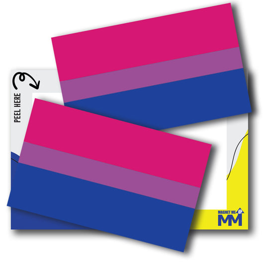 Magnet Me Up Bisexual Pride Flag Bumper Sticker - 3x5 Inch Adhesive Decal, 2 Pack, Pink Purple Blue LGBTQ, Waterproof Vinyl for Car, Truck, SUV, Laptop, Durable, LGBTQIA Support Decal, Made in USA