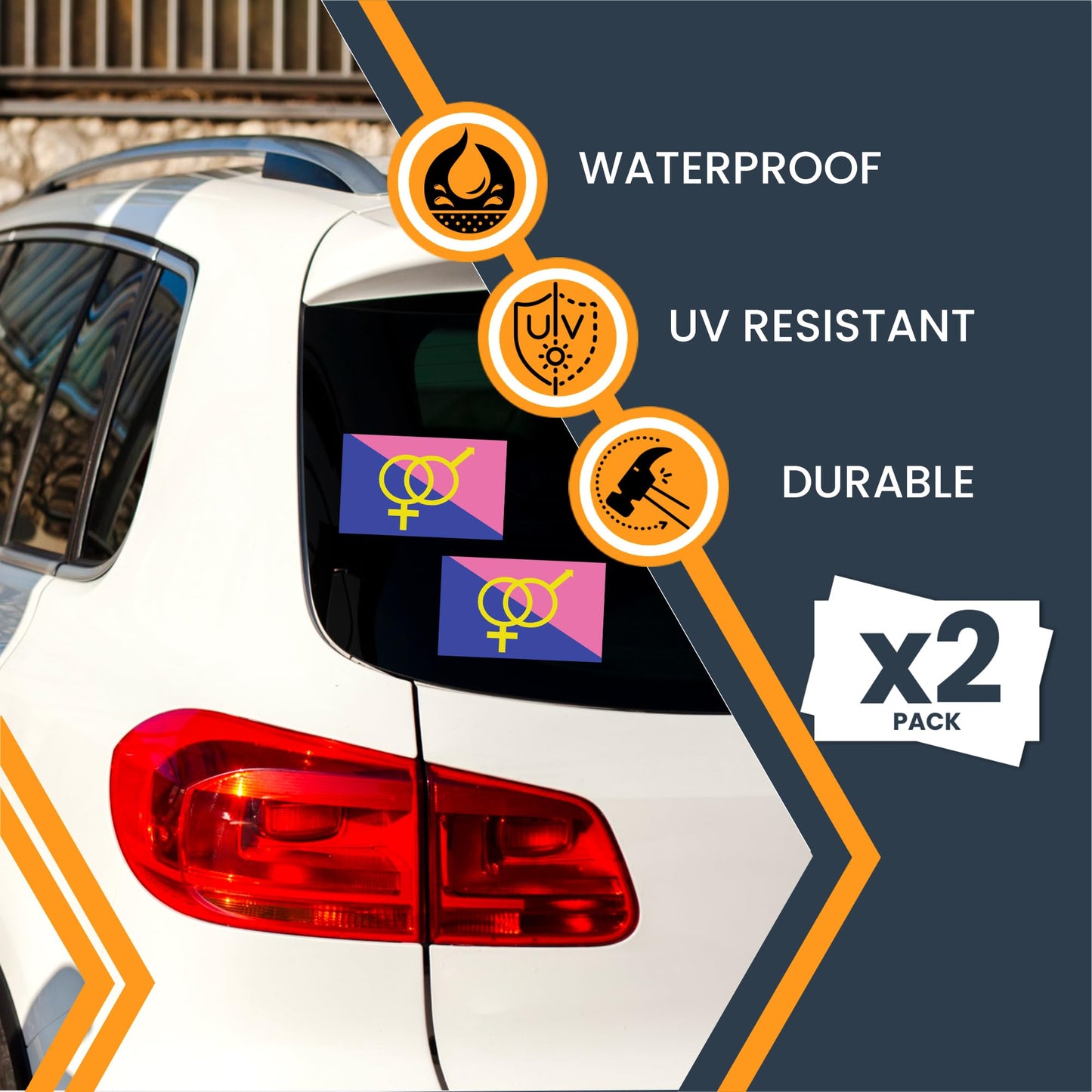 Magnet Me Up Straight Pride Flag Bumper Sticker - 3x5 Inch Adhesive Decal,2 Pack, Outdoor Waterproof Vinyl for Car, Truck, SUV, Laptop, Durable Weatherproof, Support Sticker, Made in USA