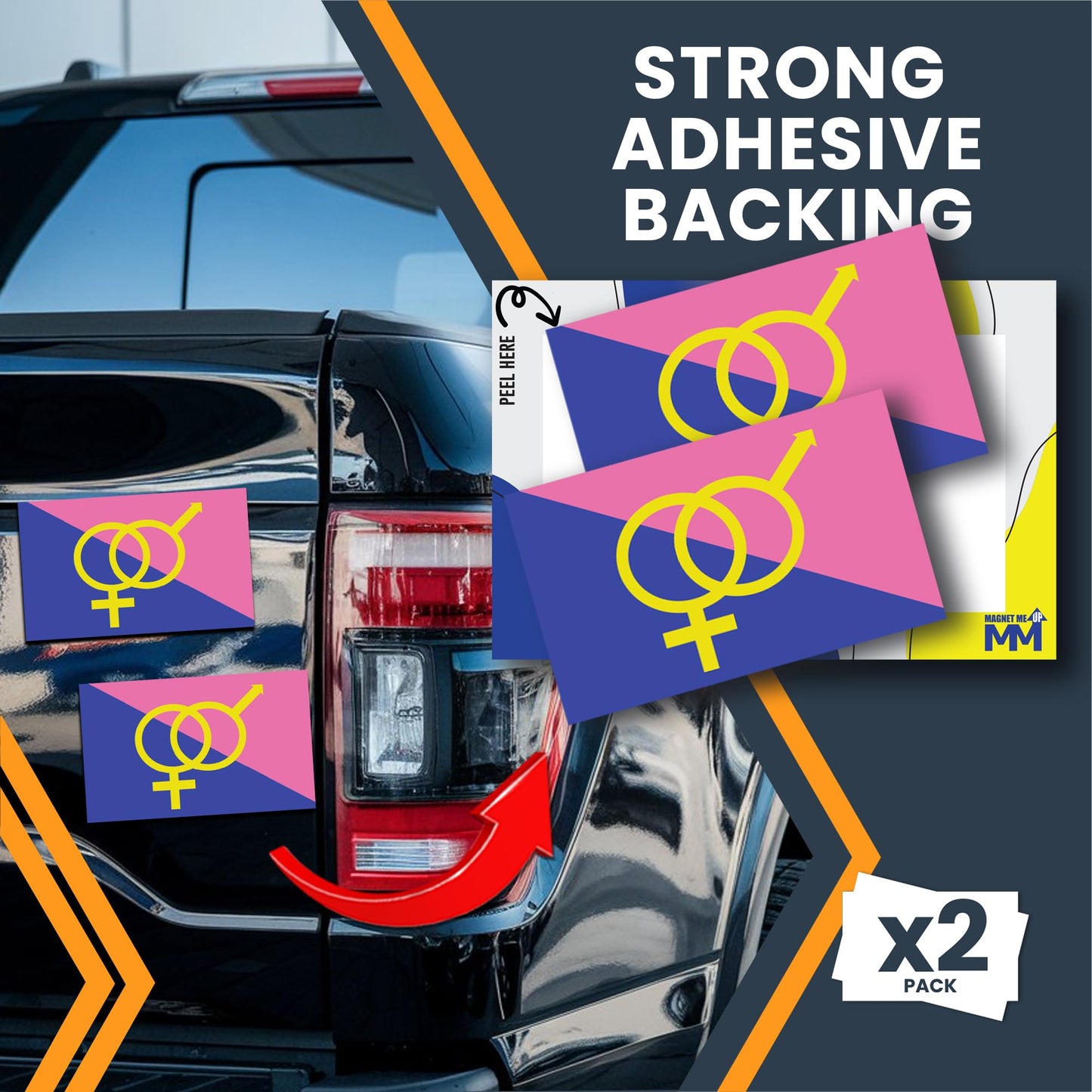 Magnet Me Up Straight Pride Flag Bumper Sticker - 3x5 Inch Adhesive Decal,2 Pack, Outdoor Waterproof Vinyl for Car, Truck, SUV, Laptop, Durable Weatherproof, Support Sticker, Made in USA