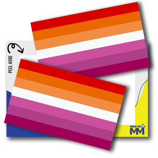 Magnet Me Up Lesbian Pride Flag Bumper Sticker - 3x5 Inch Adhesive Decal, 2 Pack, LGBTQ Outdoor Waterproof Vinyl for Car, Truck, SUV, Laptop, Durable Weatherproof LGBTQIA Support Decal, Made in USA