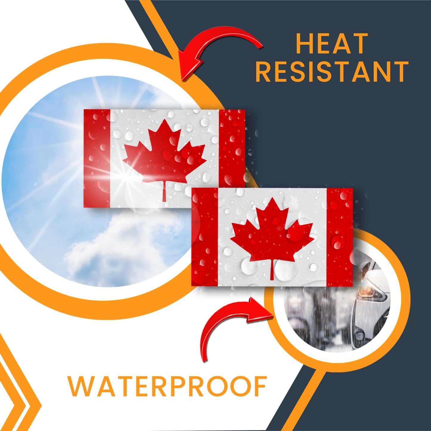 Magnet Me Up Canada Flag Bumper Stickers, 2 Pack 3x5 Inch Vinyl Adhesive Decals for Cars, Trucks, Laptops, Toolboxes, Weatherproof Outdoor Canada Flag Sticker, Made in USA