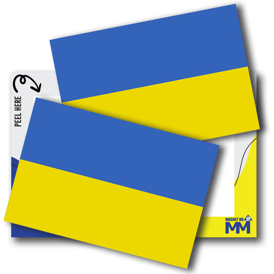 Magnet Me Up Ukraine Flag Decal Stickers - 2 Pack 3x5 Inch Vinyl Adhesive Decals for Cars, Trucks, Laptops, Toolboxes ? UV Printed Weatherproof Ukrainian Flag, Fade Resistant, Made in USA