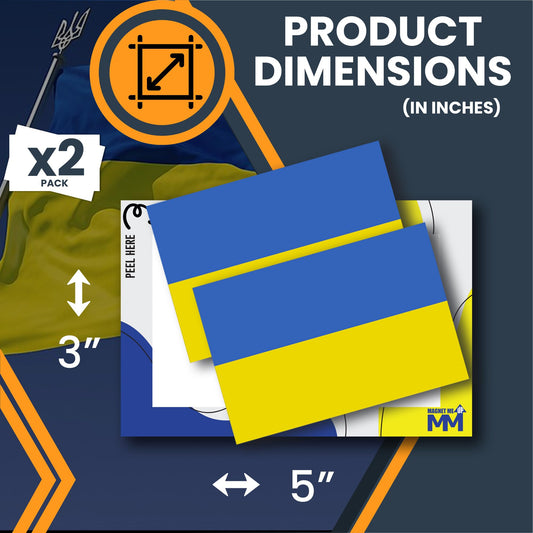 Magnet Me Up Ukraine Flag Decal Stickers - 2 Pack 3x5 Inch Vinyl Adhesive Decals for Cars, Trucks, Laptops, Toolboxes ? UV Printed Weatherproof Ukrainian Flag, Fade Resistant, Made in USA