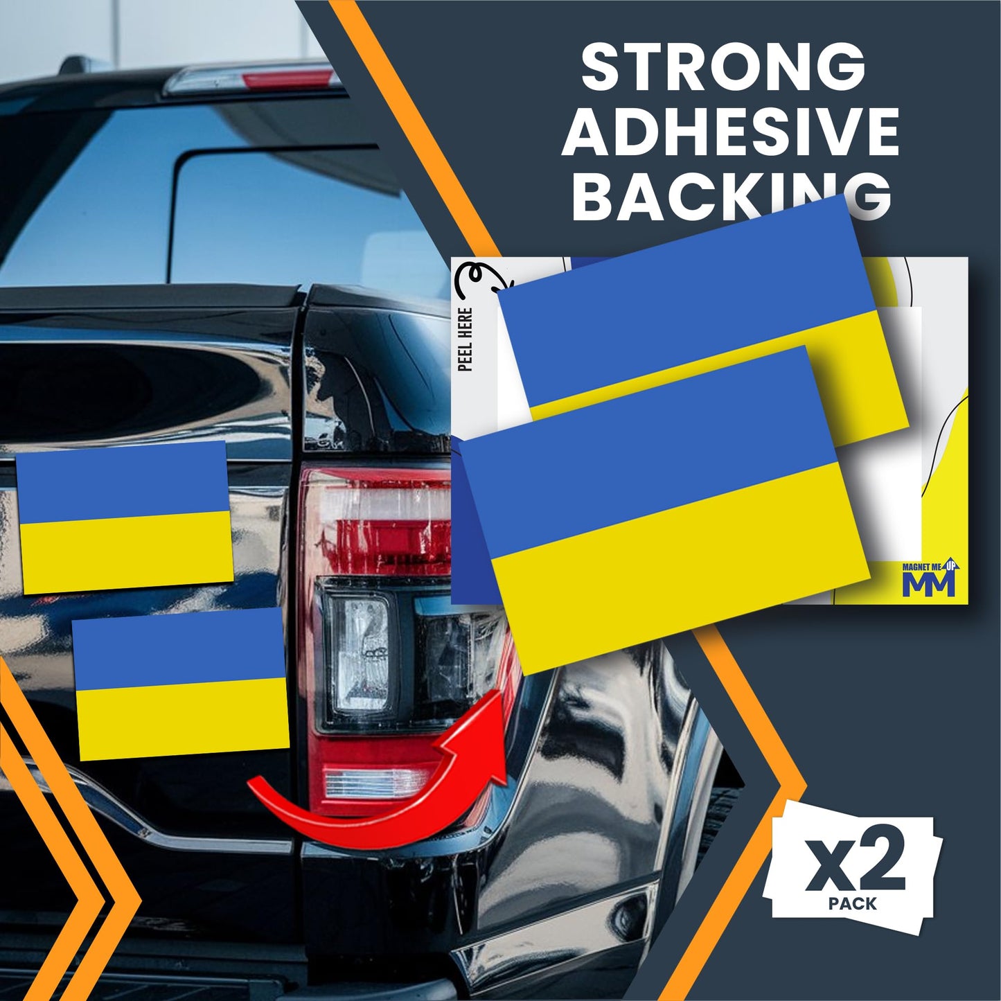 Magnet Me Up Ukraine Flag Decal Stickers - 2 Pack 3x5 Inch Vinyl Adhesive Decals for Cars, Trucks, Laptops, Toolboxes ? UV Printed Weatherproof Ukrainian Flag, Fade Resistant, Made in USA