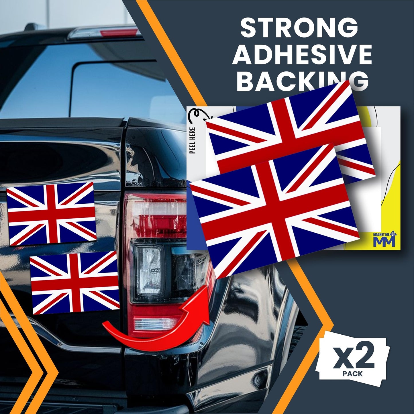 Magnet Me Up England Flag Decal Sticker - 2 Pack 3x5 Inch Adhesive Decals for Cars, Trucks, Laptops, Toolboxes - UV Printed Vinyl, Weatherproof, United Kingdom Stickers, Made in USA