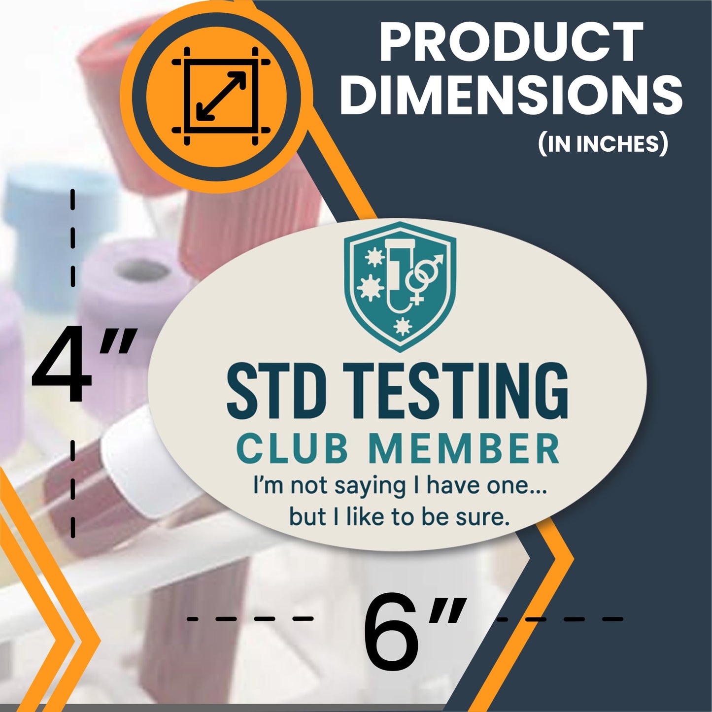 Magnet Me Up STD Testing Club Member Magnet - Funny Gag Gift, Medical Humor, 4?6 Oval Magnetic Decal, UV Printed Vinyl, Durable & Weatherproof, Dorm Room Prank Magnet, Made in USA