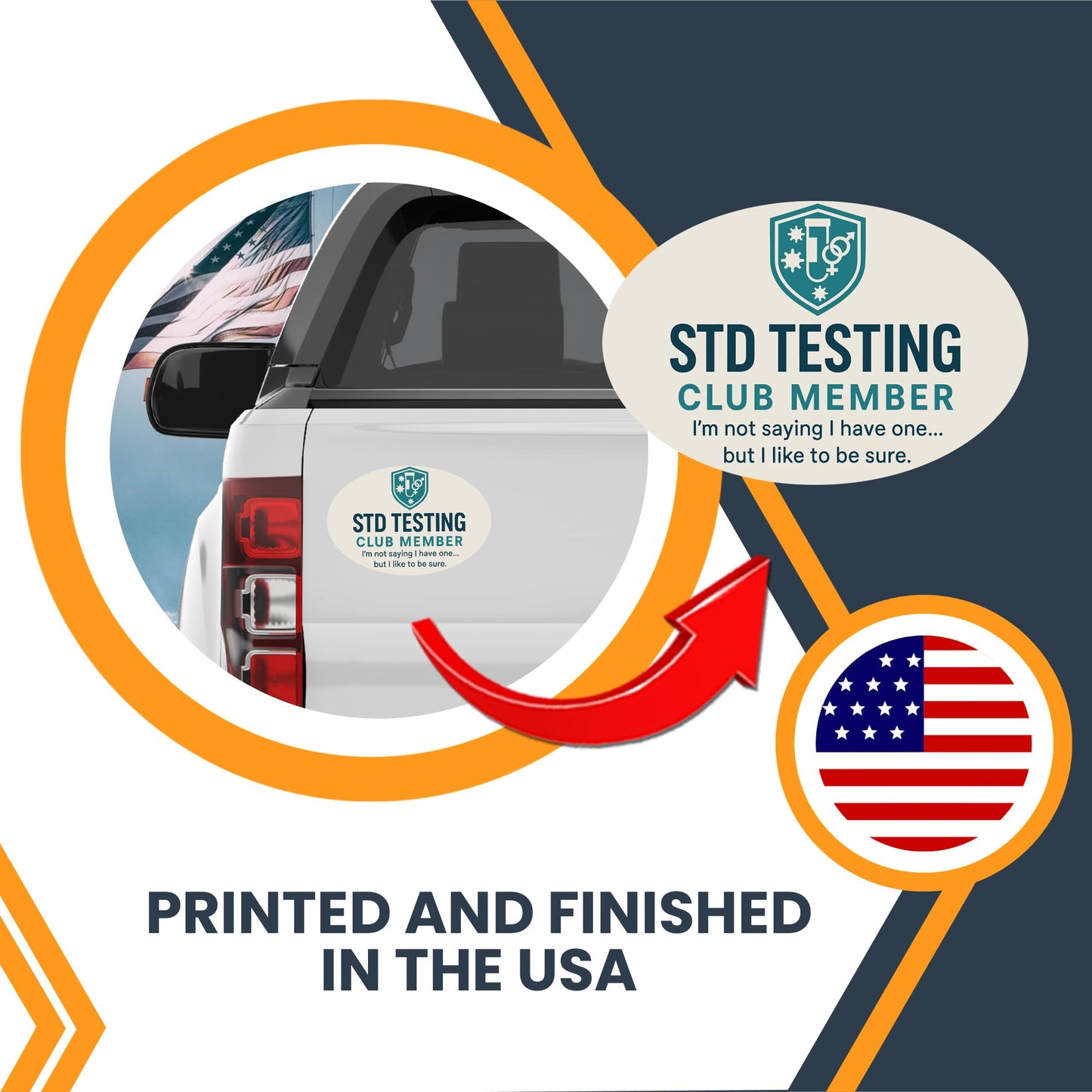 Magnet Me Up STD Testing Club Member Magnet - Funny Gag Gift, Medical Humor, 4?6 Oval Magnetic Decal, UV Printed Vinyl, Durable & Weatherproof, Dorm Room Prank Magnet, Made in USA