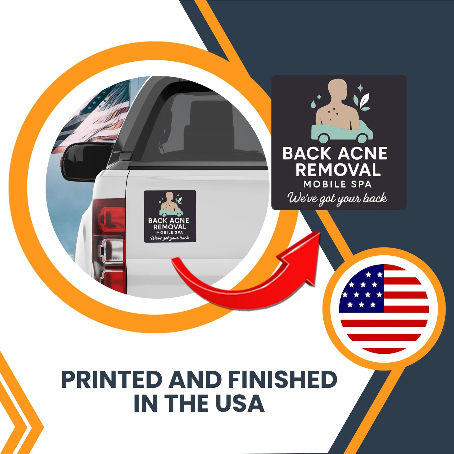 Magnet Me Up Back Acne Removal Mobile Spa Magnet - 5x5 in Funny Car Magnet- Hilarious Gag Magnetic Car Decal - UV Printed, Weatherproof, Durable Vinyl, Bumper, Fridge, Lockers, Made in USA