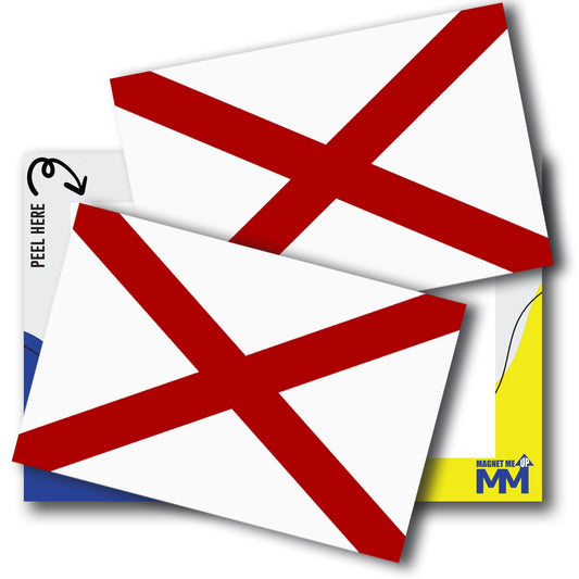 Magnet Me Up Alabama Flag Bumper Sticker - 3x5" State of Alabama Car Decal, 2 Pack, Crimson Cross, Sticker for Cars, Laptops, Toolbox - Outdoor UV Vinyl Adhesive, Fade Resistant, Made in USA