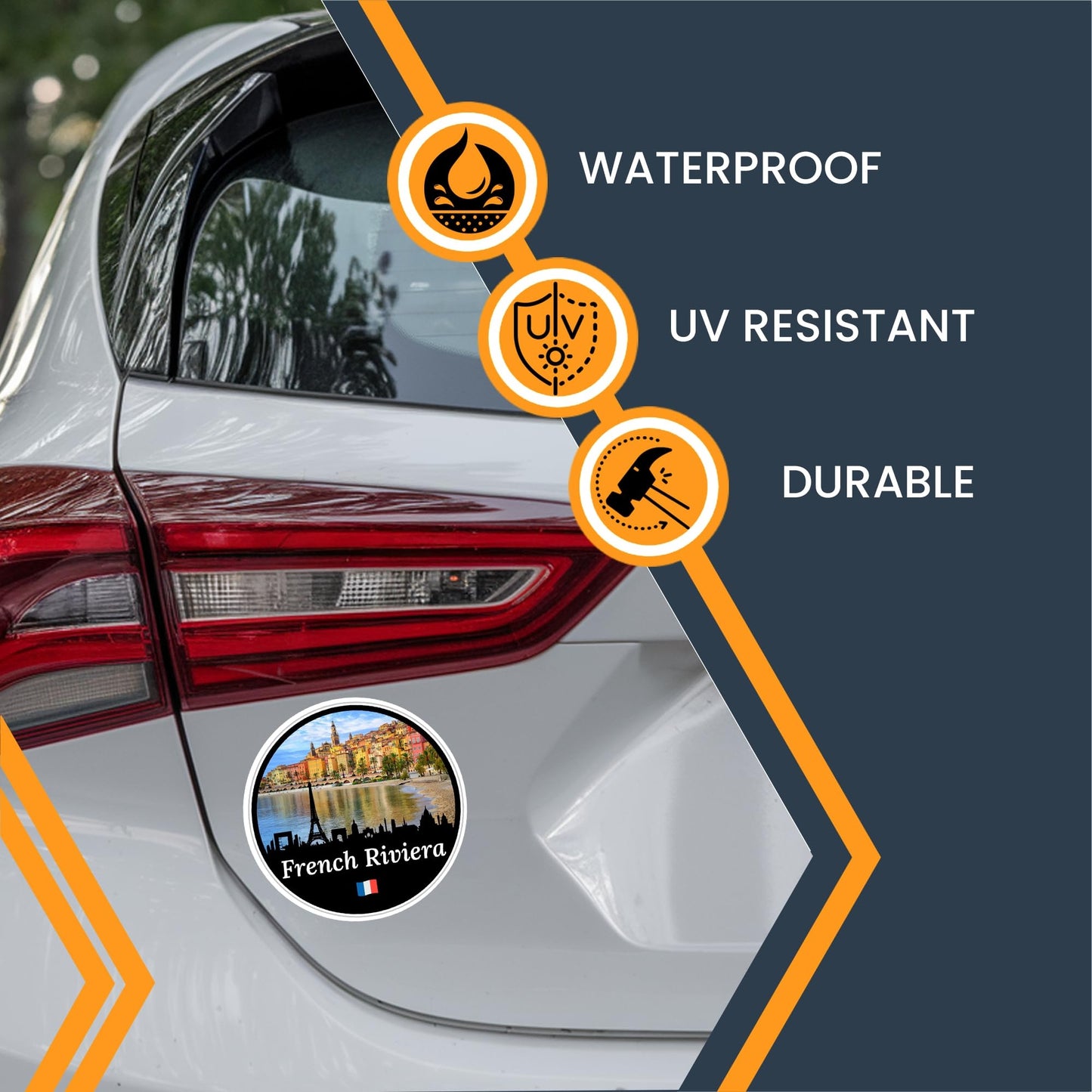 Magnet Me Up French Riviera Magnet - 5" Round France Souvenir Fridge Magnet, Coastal France Design - Full-Color UV Printed French Riviera Decal - Durable Vinyl, Travel Gift, Made in USA