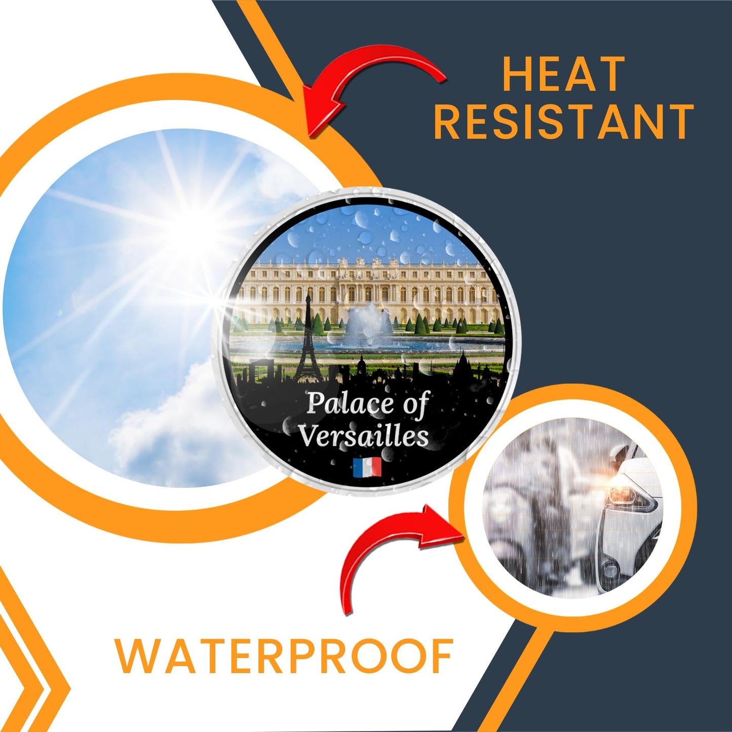 Magnet Me Up Palace of Versailles Magnet - 5" Round Travel Souvenir Magnet with French Landmark Design - Full-Color UV Printed Versailles France Magnetic Decal - Durable Vinyl, Made in USA