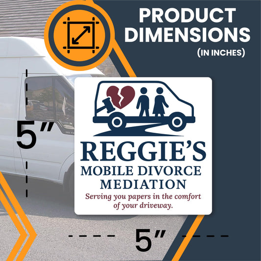 Magnet Me Up Reggie's Mobile Divorce Mediation Magnet - 5" Funny Gag Car Magnet for Adults - Hilarious Magnetic Car Decal - UV Printed, Durable Vinyl - Made in USA, Divorce Humor Gift