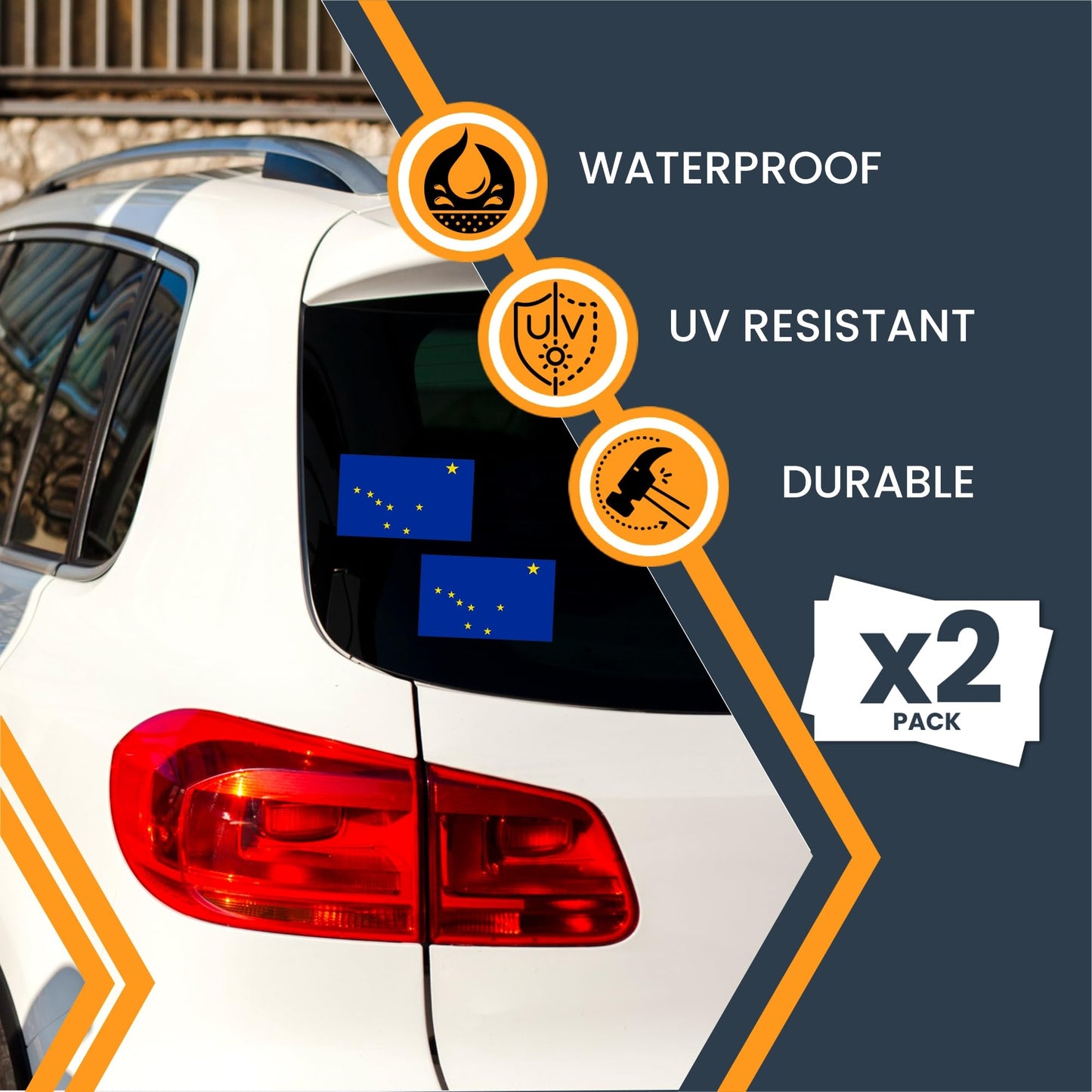 Magnet Me Up Alaska US State Flag Bumper Sticker - 3x5 2 Pack, Sticker for Cars, Laptops, Toolbox - Outdoor UV Vinyl Adhesive, Fade Resistant, Made in USA