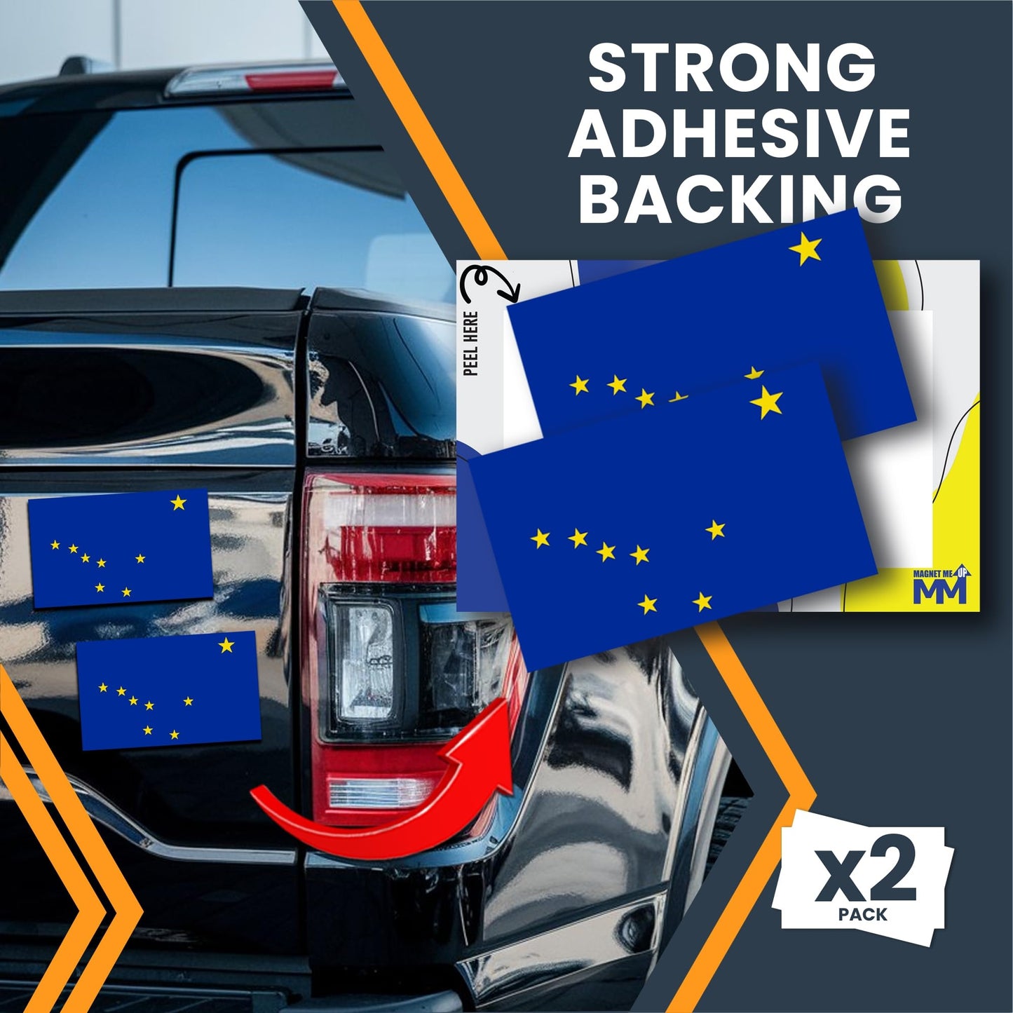 Magnet Me Up Alaska US State Flag Bumper Sticker - 3x5 2 Pack, Sticker for Cars, Laptops, Toolbox - Outdoor UV Vinyl Adhesive, Fade Resistant, Made in USA