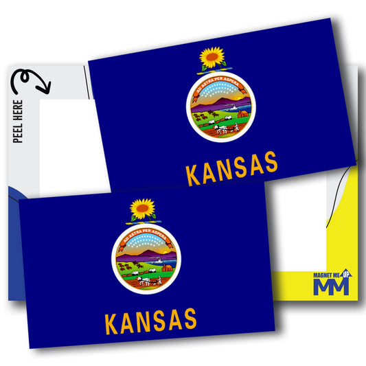 Magnet Me Up Kansas State Flag Bumper Sticker Decal - 3x5 2 Pack, Vinyl Adhesive Sticker for Car, Truck, SUV, Weatherproof State Pride Collectible, Full Color, Durable, Made in The USA