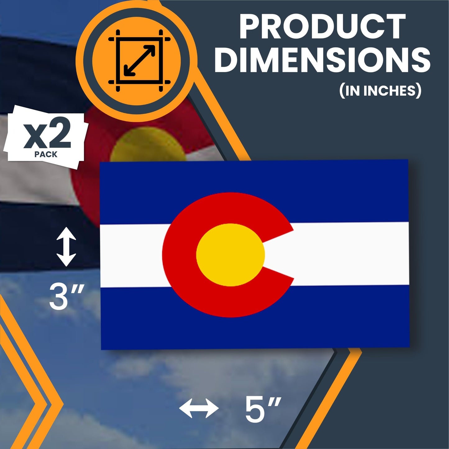 Magnet Me Up Colorado US State Flag Bumper Sticker Decal, 3x5 2 Pack, Vinyl Adhesive Sticker for Car, Truck, SUV - Weatherproof State Pride Collectible - Full Color, Durable, Made in The USA