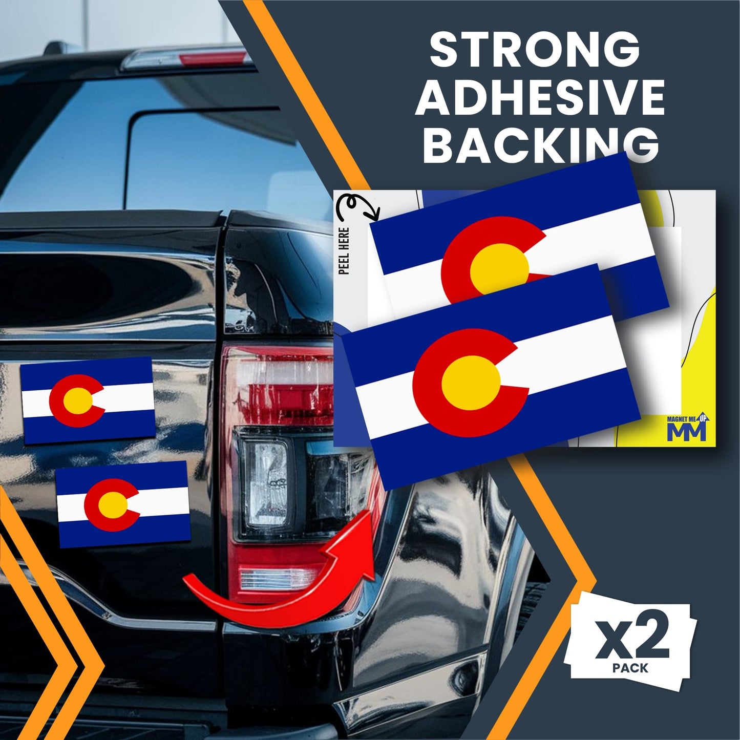 Magnet Me Up Colorado US State Flag Bumper Sticker Decal, 3x5 2 Pack, Vinyl Adhesive Sticker for Car, Truck, SUV - Weatherproof State Pride Collectible - Full Color, Durable, Made in The USA