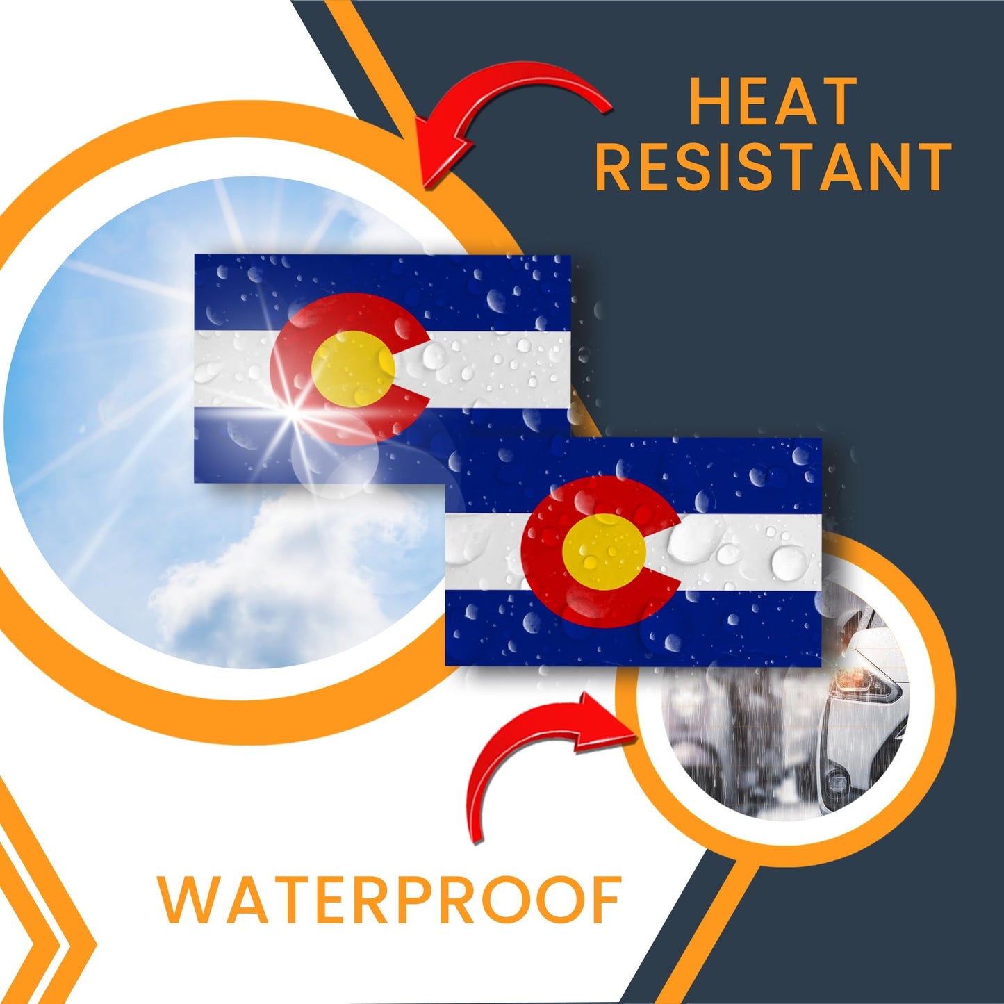 Magnet Me Up Colorado US State Flag Bumper Sticker Decal, 3x5 2 Pack, Vinyl Adhesive Sticker for Car, Truck, SUV - Weatherproof State Pride Collectible - Full Color, Durable, Made in The USA