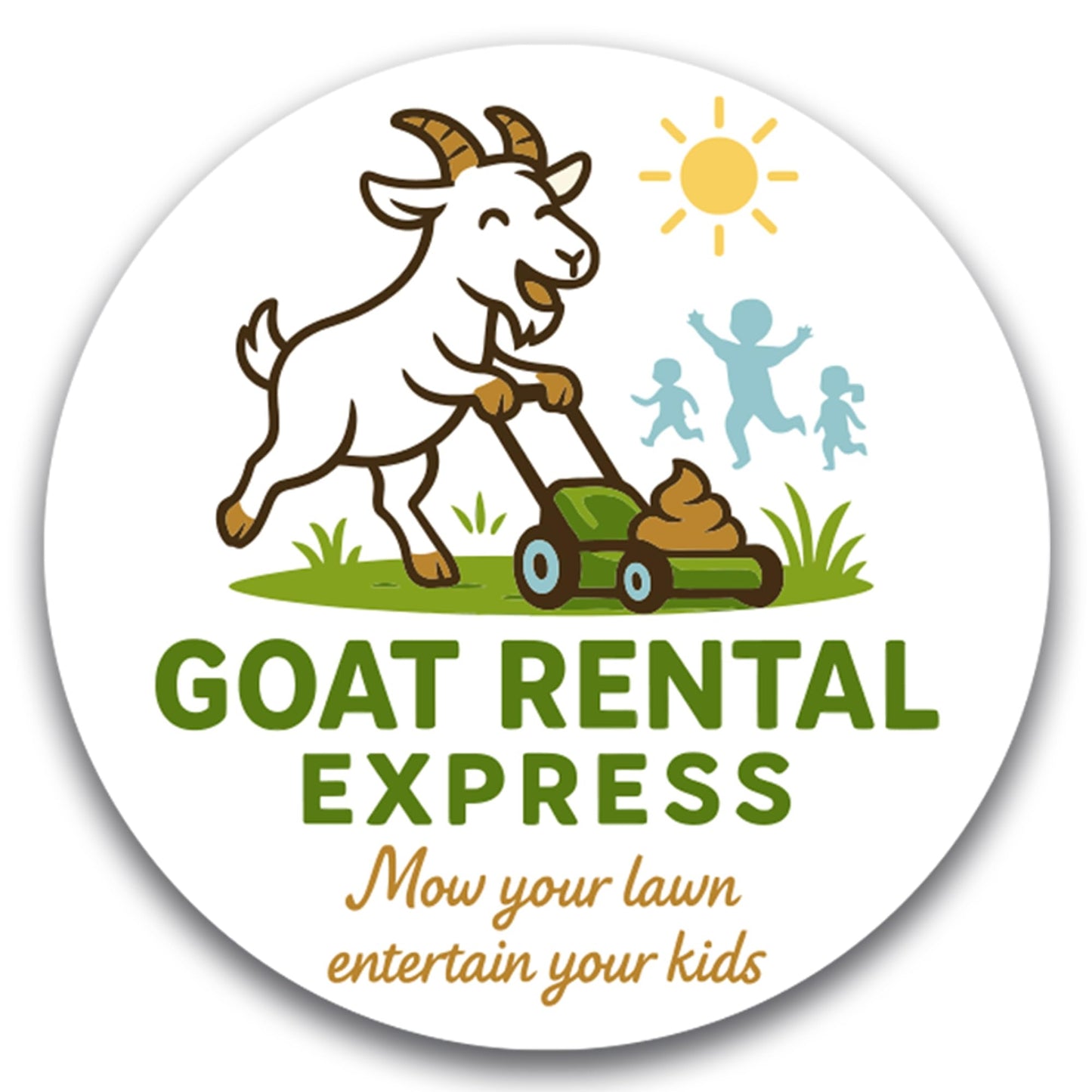 Magnet Me Up Goat Rental Express Magnet - 5" Funny Car Magnet for Adults, Mow Your Lawn, Entertain Your Kids - Hilarious Magnetic Car Decal, UV Printed, Durable Vinyl, Made in USA