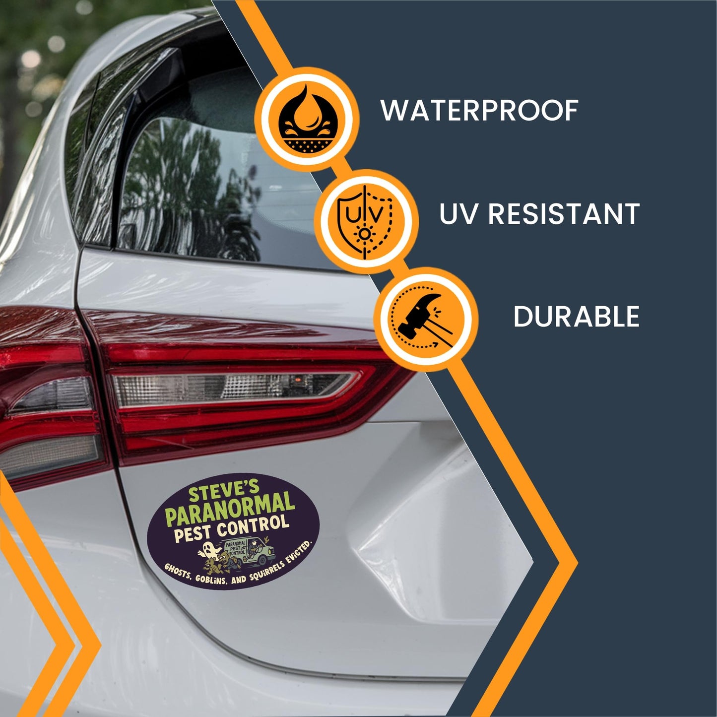 Magnet Me Up Steve's Paranormal P-t Control Magnet - 4x6 Oval Funny Gag Car Magnet - Ghosts, Goblins & Squirrels Evicted - Hilarious Magnetic Car Decal - UV Printed Vinyl - Made in USA