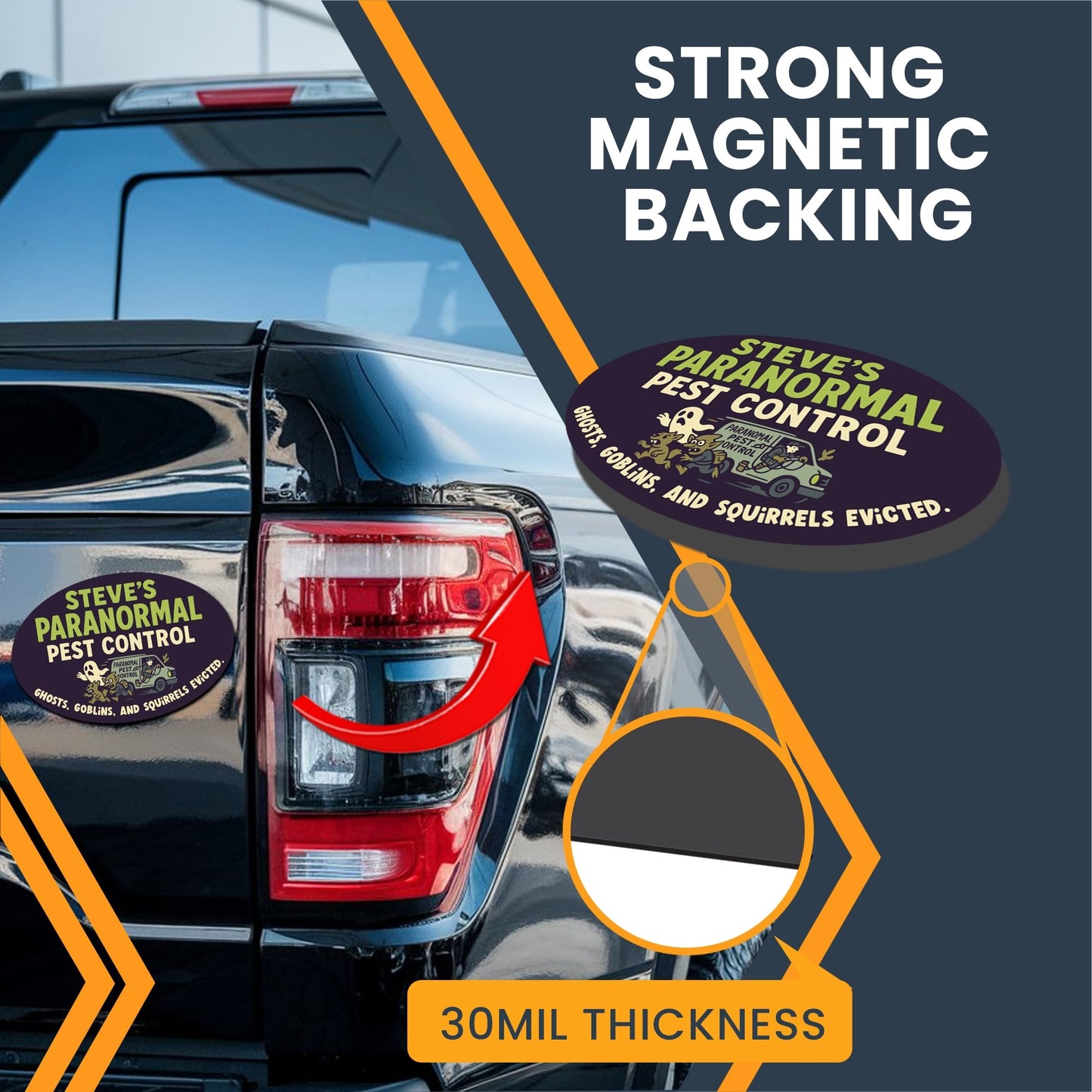 Magnet Me Up Steve's Paranormal P-t Control Magnet - 4x6 Oval Funny Gag Car Magnet - Ghosts, Goblins & Squirrels Evicted - Hilarious Magnetic Car Decal - UV Printed Vinyl - Made in USA