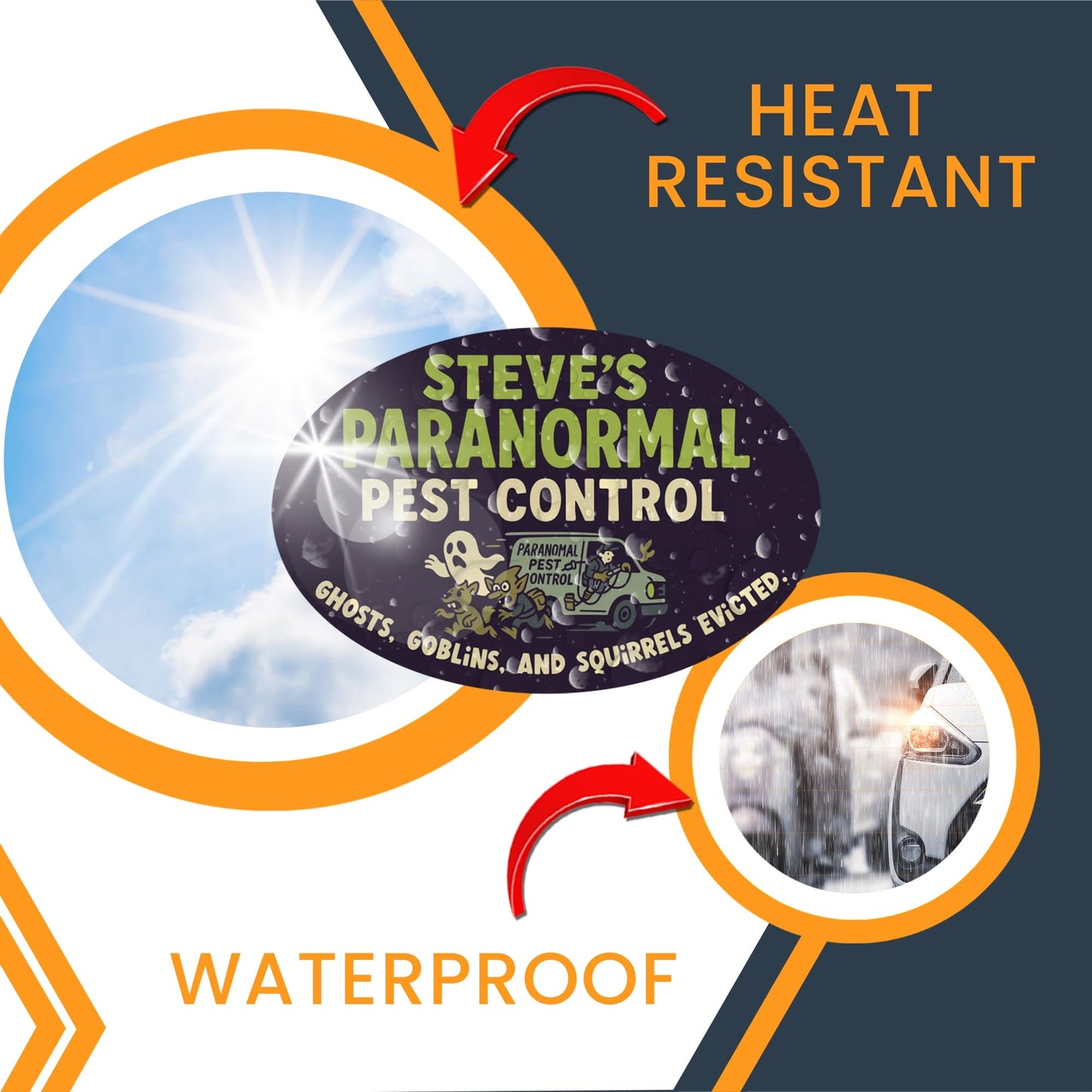 Magnet Me Up Steve's Paranormal P-t Control Magnet - 4x6 Oval Funny Gag Car Magnet - Ghosts, Goblins & Squirrels Evicted - Hilarious Magnetic Car Decal - UV Printed Vinyl - Made in USA