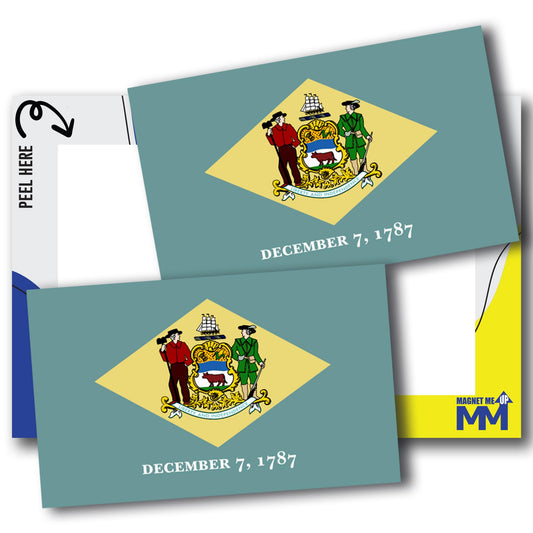 Magnet Me Up Delaware US State Flag Bumper Sticker Decal, 3x5 2 Pack, Vinyl Adhesive Sticker for Car, Truck, SUV, Weatherproof State Pride Collectible, Full Color, Durable, Made in USA