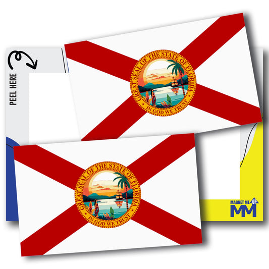 Magnet Me Up Florida US State Flag Bumper Sticker Decal, 3x5 2 Pack, Vinyl Adhesive Sticker for Car, Truck, SUV ? Weatherproof State Pride Collectible ? Full Color, Durable, Made in The USA