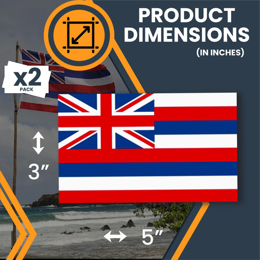 Magnet Me Up Hawaii US State Flag Bumper Sticker Decal, 3x5 2 Pack, Vinyl Adhesive Sticker for Car, Truck, SUV - Weatherproof State Pride Collectible - Full Color, Durable, Made in The USA