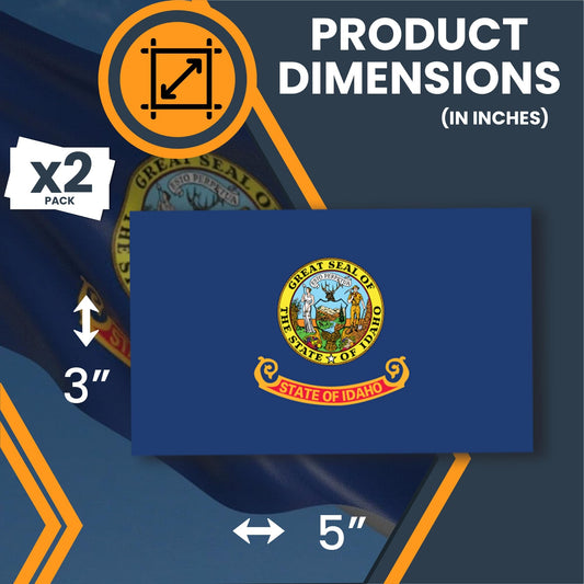 Magnet Me Up Idaho US State Flag Bumper Sticker Decal, 3x5 2 Pack, Vinyl Adhesive Sticker for Car, Truck, SUV - Weatherproof State Pride Collectible - Full Color, Durable, Made in The USA