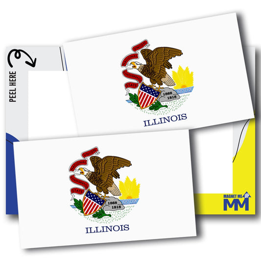 Magnet Me Up Illinois US State Flag Bumper Sticker Decal, 3x5 2 Pack, Vinyl Adhesive Sticker for Car, Truck, SUV ? Weatherproof State Pride Collectible ? Full Color, Durable, Made in The USA