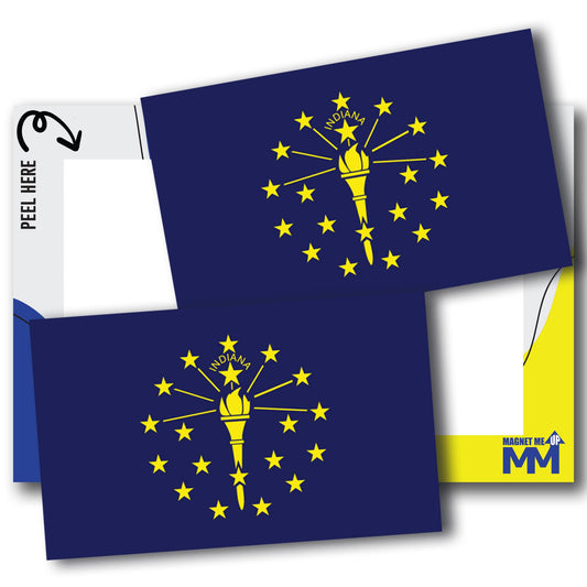 Magnet Me Up Indiana US State Flag Bumper Sticker Decal, 3x5 2 Pack, Vinyl Adhesive Sticker for Car, Truck, SUV ? Weatherproof State Pride Collectible ? Full Color, Durable, Made in The USA