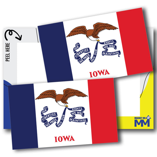 Magnet Me Up Iowa US State Flag Bumper Sticker Decal, 3x5 2 Pack, Vinyl Adhesive Sticker for Car, Truck, SUV - Weatherproof State Pride Collectible - Full Color, Durable, Made in The USA