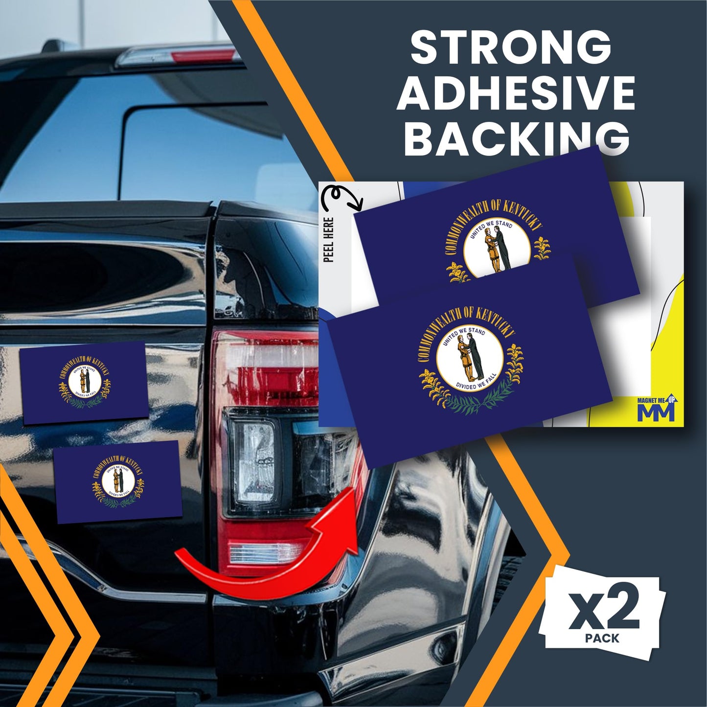 Magnet Me Up Kentucky US State Flag Bumper Sticker Decal, 3x5 2 Pack, Vinyl Adhesive Sticker for Car, Truck, SUV - Weatherproof State Pride Collectible, Full Color, Durable, Made in USA