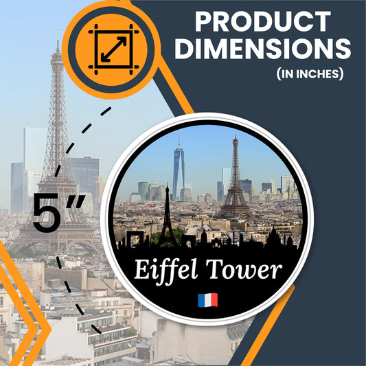 Magnet Me Up Eiffel Tower Magnet - 5 Inch Round, Paris Souvenir Magnet for Fridge or Office D?cor - Full Color UV Printed Vinyl, Durable Weatherproof Magnetic Vinyl, Travel Gift Ideas, Made in USA