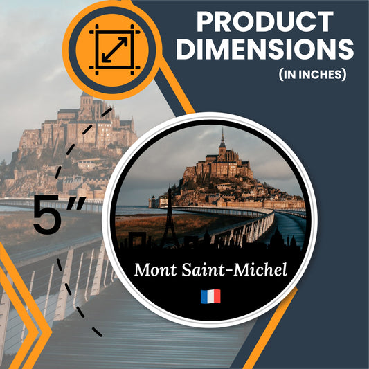 Magnet Me Up Mont Saint Michel Magnet - France Souvenir Magnet Decal 5" Round for Fridge, Office, Travel Decor - Full Color UV Printed Vinyl, Weatherproof, Travel Gifts, Made in USA