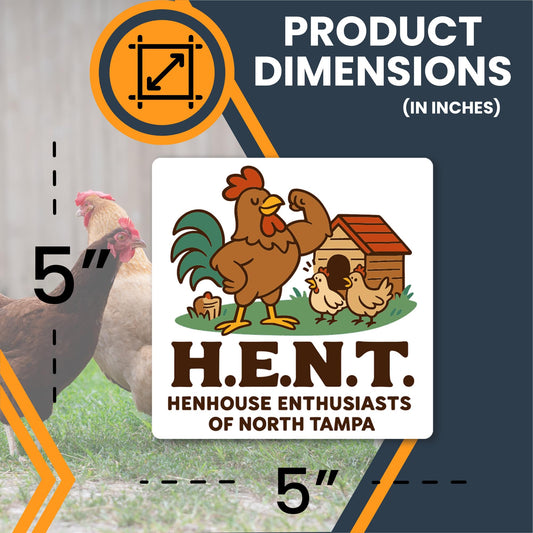 Magnet Me Up H.E.N.T. Henhouse Enthusiasts of North Tampa Magnet - 5" Funny Car Magnet for Adults, Hilarious Chicken-Themed Gag Gift, Durable UV Vinyl - Made in USA