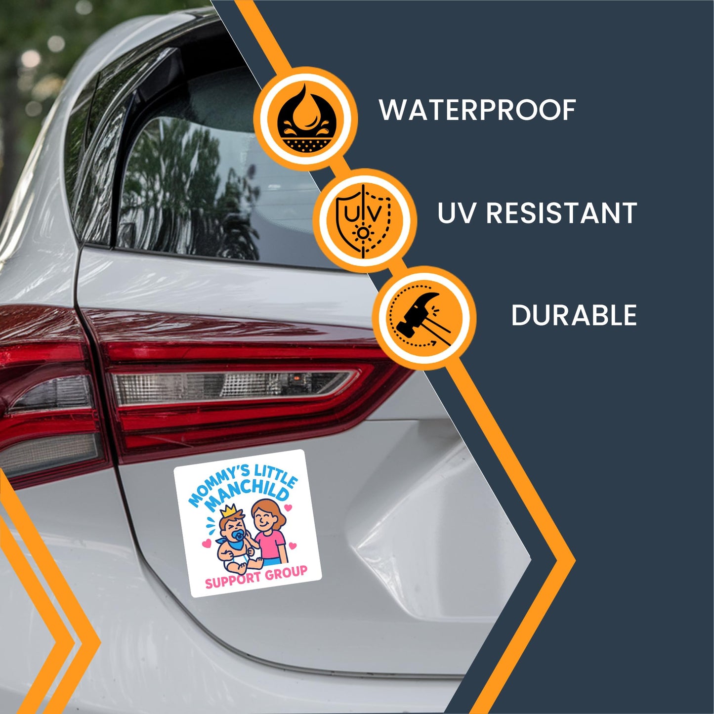 Magnet Me Up Mommy's Little Manchild Support Group Magnet - 5" Square Funny Car Magnet - Humor Magnetic Car Decal - UV Printed, Durable Vinyl - Made in USA, Gag Gift for Mama's Boy