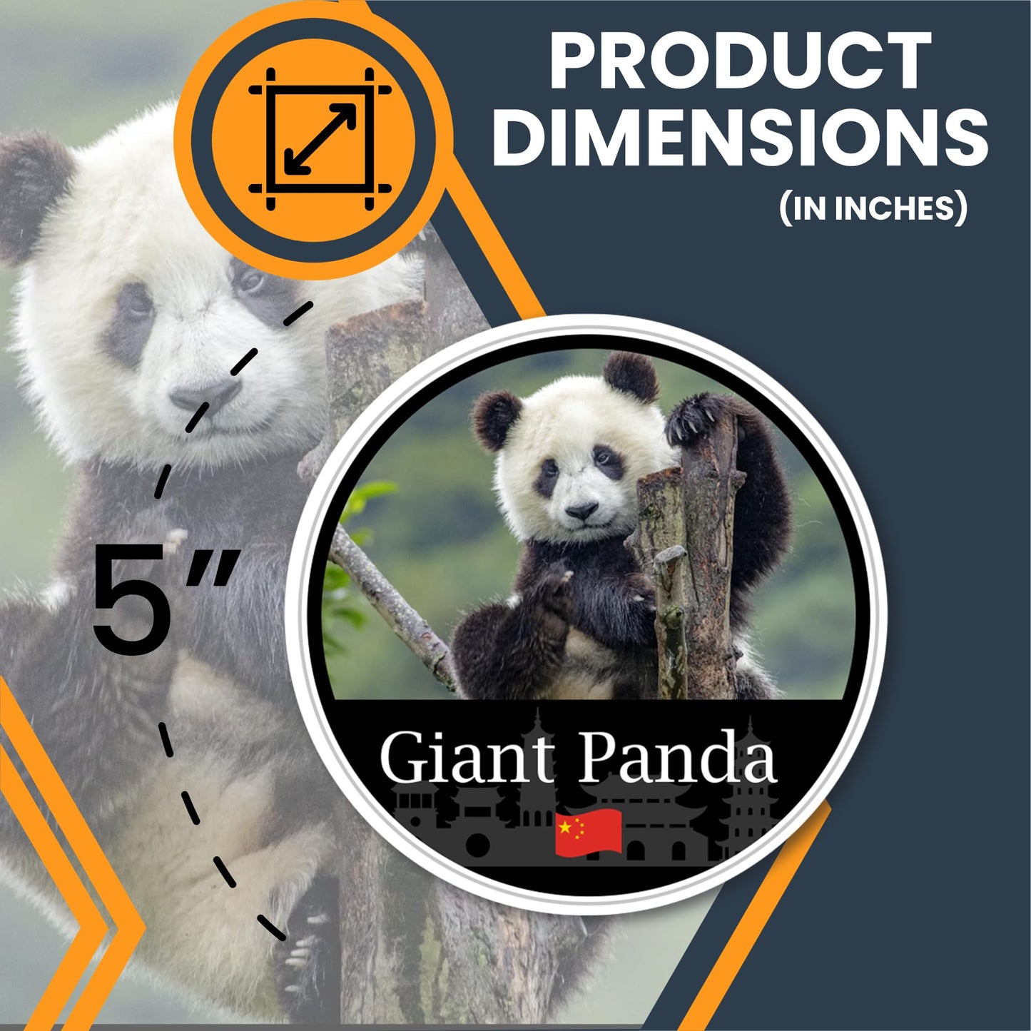 Magnet Me Up Giant Panda Magnet Decal - 5" Round, Full-Color Chinese Souvenir, Cute Panda Bear Design, Automotive Magnet for Car, Truck, Or Any Magnetic Surface, Made in The USA