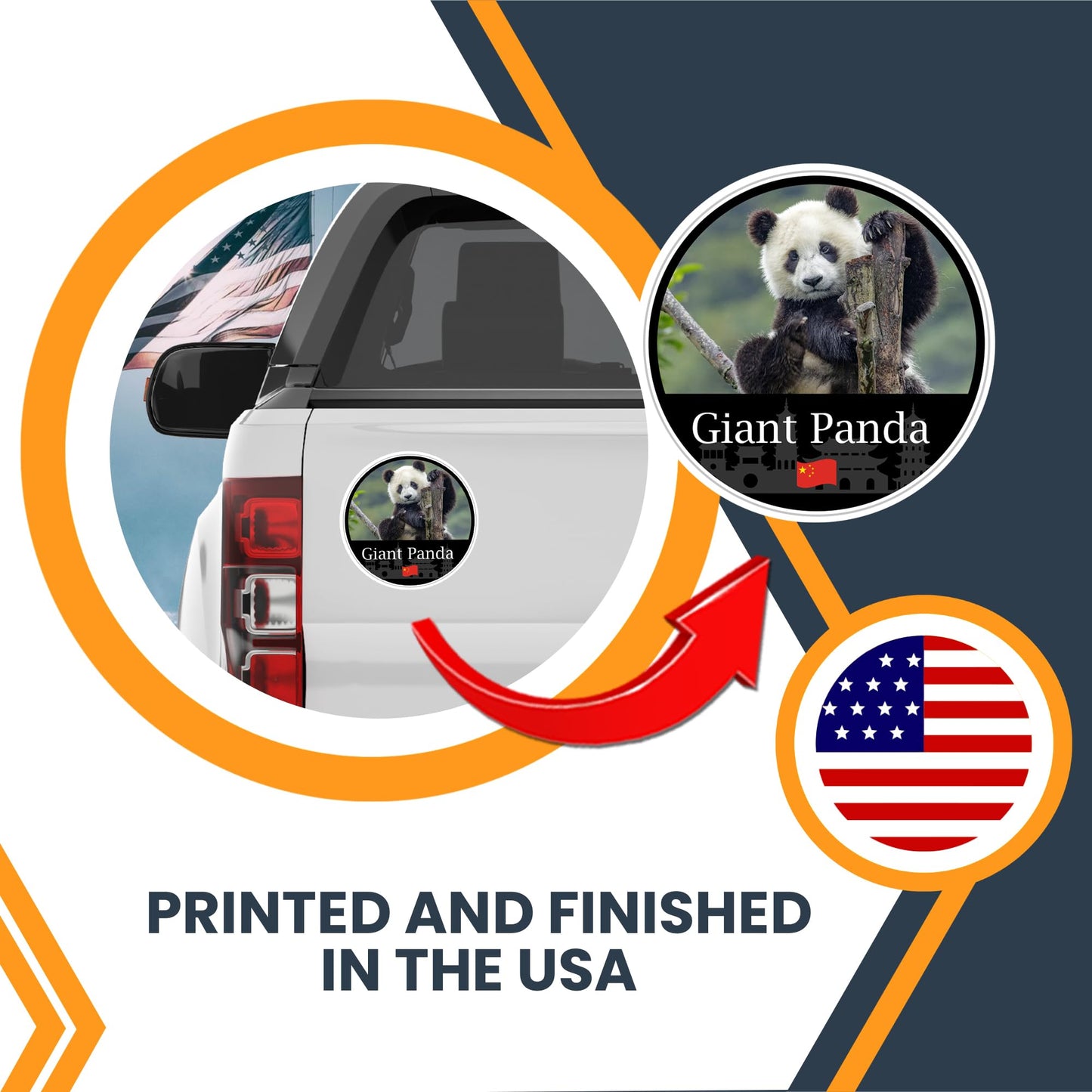 Magnet Me Up Giant Panda Magnet Decal - 5" Round, Full-Color Chinese Souvenir, Cute Panda Bear Design, Automotive Magnet for Car, Truck, Or Any Magnetic Surface, Made in The USA